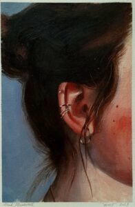 Abel Pradalié "Oreille" 2024 - huile sur papier - 23 x 15 cm - Courtesy l'artiste & Galerie Catherine Putman