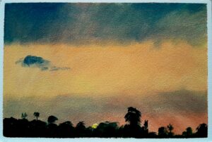 Abel Pradalié "Pasikuda" 2025 - huile sur papier - 23 x 15 cm - Courtesy l'artiste et Galerie Catherine Putman