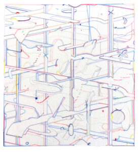 Keita Mori "Bug report 25_04_18_i" 2025 - fils de soie et de coton sur Arches - 22 x 20 cm - Courtesy l'artiste et Galerie Catherine Putman