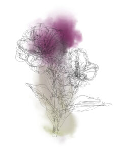 LES DIVAS
Dessin réalisé par enregistrement des mouvements oculaires avec un eyetracker 
connecté à un bras robotisé équipé d’un porte-mine graphite 
Crayon de papier sur tirage pigmentaire couleur (fond d’aquarelle digitale)
70 x 100 cm
2024 
Courtesy : Galerie Wagner
© Michel Paysant