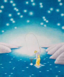 Maxime Verdier, La pêche miraculeuse, Crayons de couleur sur papier, 42 x 35 cm, 2025, Courtesy de l'artiste et Galerie Anne-Sarah Bénichou