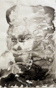 Roméo Mivekannin
Série Vera Icona, Sans Titre,
2023,
Encre de Chine et graphite sur papier, 
100 x 64,5 cm,
Courtesy Galerie Eric Dupont, Paris.