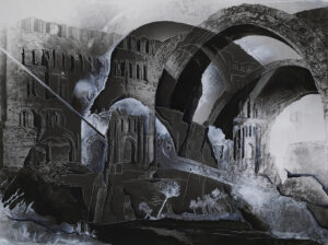 Guénaëlle de Carbonnières, Perse, 17, série Creuser l'image, encre et gravure à la pointe sèche sur tirage argentique, contrecollage sur aluminium, encadrement boîte et verre antireflet, 38 x 48 cm, 2025, courtoisie Galerie Binome