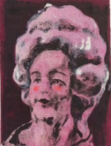 Vicky Fisher, Madame la Baronne, Technique mixte sur papier, 40 x 30 cm, 2026, Courtesy Vicky Fischer & Galerie Alain Gutharc