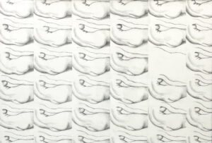 Henri Cueco, Odalisque à répétitions d’après Ingres, 2008-2009, mine de plomb sur papier chiffon, 64 x 90 cm (dessin), 87,5 x 115,5 cm (encadré), Courtesy Galerie Claire Gastaud