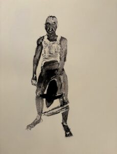 TAKRETI, Le Dauphin 1, Encre sur papier, 65 x 50 cm, 2006-2007