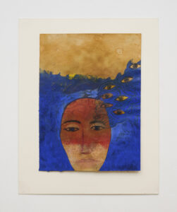 Samira ABBASSY, Drowning Out The Voices, Acrylic and gouache on Indian paper, 48.3 x 38.4 cm, 2022. Courtesy of Richard Saltoun Gallery, London, Rome and New York, (c) The Artist.