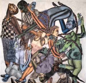 Susanna Inglada, no title, 2025, fusain sur papier coloré, charcoal on coloured paper, 245 x 250 cm. Courtesy Susanna Inglada, Galerie Maurits van de Laar