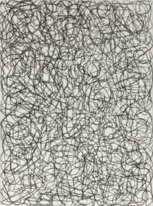 Tania Mouraud, PASIK SHOTNDIK - MAMES 2, 2024, crayon derwent charcoal dark sur papier Arches Velin BFK rives, 76,5 x 57 cm, 83,5 x 64,5 x 6 cm (encadré), Courtesy de l'artiste et Galerie Claire Gastaud, Copyright ADAGP