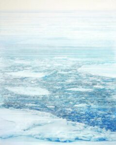 Eveline Boulva, Dérive - Champs de glace Ouest, Encre acrylique sur papier Arches, 101,5 x 80  cm, 2025