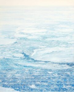 Eveline Boulva, Dérive - Champs de glace Est, Encre acrylique sur papier Arches,  101,5 x 80  cm, 2025