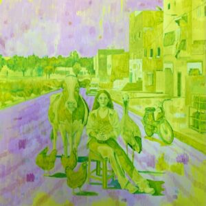 Sfiya, L'Union, crayon de couleur sur fond en acrylique, 76.2 x 76.2 cm