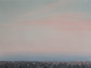 Michiko Van de Velde, Mindscape fog,Oil painting on paper, 53 x 57 cm,2025, courtesy Quai4, ©Michiko Van de Velde