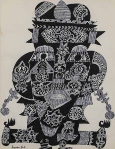 Amadou Seck, Sans titre 1978, encre de Chine sur papier, 59 x 42 cm, Courtesy l'artiste et la Galerie Christophe Person, ©françoismallet