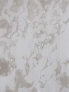 Michiko Van de Velde, Komorebi, drypoint etching and Oil painting on paper, 57 x 77 cm, 2026, courtesy Quai4, ©Michiko Van de Velde