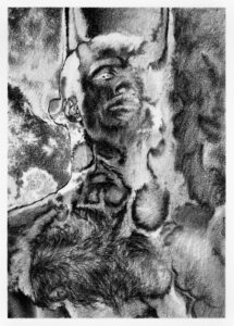 Le Roi, 2026, Crayons fusain Conté à Paris sur papier, 21 x 29,7 cm, Encadrement chêne teinté noir