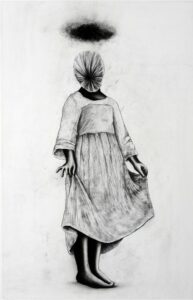 Les héritiers 03, 2011- Fusain et vernis sur papier - 120 x 80cm