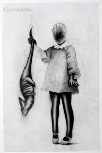 Les héritiers 08, 2011- Fusain et vernis sur papier - 120 x 80cm